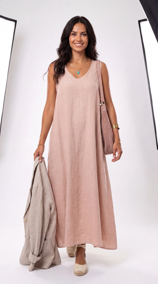 PALOMA - Vestido Fino sin Mangas con Cuello en V