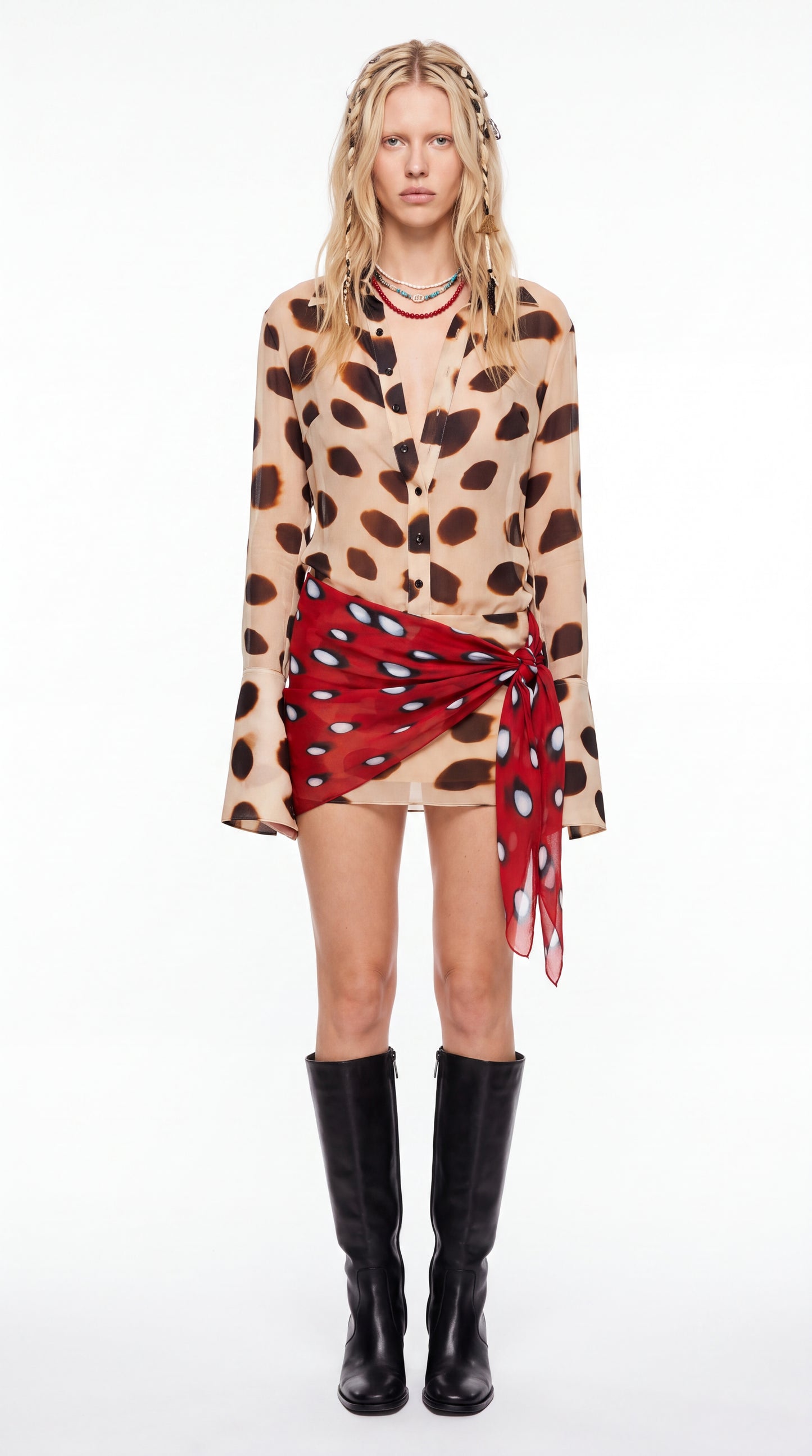 NAHLA - Vestido camisero estampado