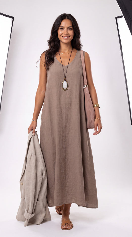 PALOMA - Vestido Fino sin Mangas con Cuello en V